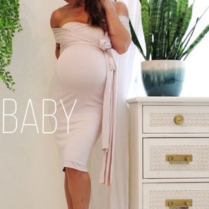 Baby PINK Maternity convertible Body con dress.